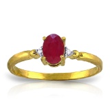 0.51 CTW 14K Solid Gold Ring Natural Diamond Ruby
