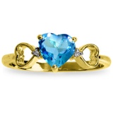 0.96 Carat 14K Solid Gold Light Of Mine Blue Topaz Diamond Ring