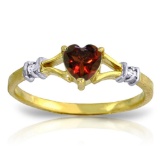 0.47 Carat 14K Solid Gold Rings Natural Diamond Garnet