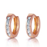 0.85 CTW 14K Solid Rose Gold Hoop Huggie Earrings Aquamarine