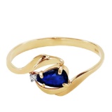 0.51 Carat 14K Solid Gold Turbulent Waters Sapphire Diamond Ring