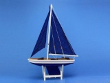 Wooden It Floats 21in. - Blue Floating Sailboat Model with Blue Sails