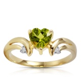 1.26 Carat 14K Solid Gold Ring Diamond Peridot