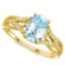 0.95 CARAT SKY BLUE TOPAZ & 0.04 CTW DIAMOND 14KT SOLID YELLOW GOLD RING