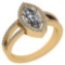 Certified 1.47 Ctw Marquise Diamond 14k Yellow Gold Halo Ring