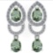 2.34 Ctw Green Amethyst And Diamond 14k White Gold Halo Dangling Earrings