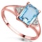 1.78 CTW BABY SKY BLUE TOPAZ & GENUINE DIAMOND (6 PCS) 10KT SOLID RED GOLD RING