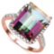 5.4 CTW MYSTIC GEMSTONE & (22 PCS) GENUINE DIAMOND 10K SOLID RED GOLD RING