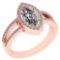 Certified 1.47 Ctw Marquise Diamond 14k Rose Gold Halo Ring