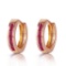 1.3 Carat 14K Solid Rose Gold Hoop Earrings Natural Ruby