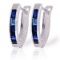 1.3 Carat 14K Solid White Gold Oval Huggie Earrings Sapphire