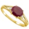 1.1 CARAT RUBY & 0.04 CTW DIAMOND 14KT SOLID YELLOW GOLD RING