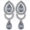 1.34 Ctw Diamond 14k White Gold Halo Dangling Earrings