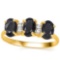 1.95 CTW GENUINE BLACK SAPPHIRE & GENUINE DIAMOND (4 PCS) 10KT SOLID YELLOW GOLD RING-