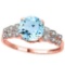 2.37 CTW GENUINE SKY BLUE TOPAZ & GENUINE DIAMOND (12 PCS) 10KT SOLID RED GOLD RING