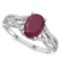 1.1 CARAT RUBY & 0.04 CTW DIAMOND 14KT SOLID WHITE GOLD RING