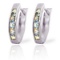 0.85 Carat 14K Solid White Gold Oval Huggie Earrings Aquamarine