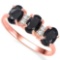 1.95 CTW GENUINE BLACK SAPPHIRE & GENUINE DIAMOND (4 PCS) 10KT SOLID RED GOLD RING