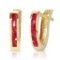 1.3 CTW 14K Solid Gold Oval Huggie Earrings Ruby