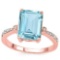 3.66 CTW BLUE TOPAZ & GENUINE DIAMOND (8 PCS) 10KT SOLID RED GOLD RING