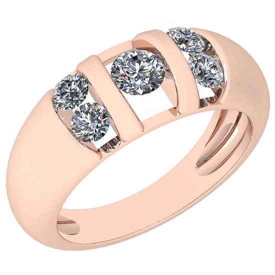 Certified 0.65 Ctw Diamond VS/SI1 14K Rose Gold Ring Made In USA