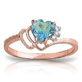0.97 CTW 14K Solid Rose Gold Ring Natural Diamond Blue Topaz