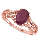 1.1 CARAT RUBY & 0.04 CTW DIAMOND 14KT SOLID RED GOLD RING