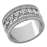 Certified 0.52 Ctw Diamond VS/SI1 14K White Gold Band Ring Made In USA