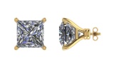 Certified 1.00 CTW Princess Diamond 14K Yellow Gold Earring