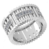 Certified 0.35 Ctw Diamond VS/SI1 14K White Gold Band Ring Made In USA