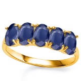 3.03 CTW GENUINE BLACK SAPPHIRE 10KT SOLID YELLOW GOLD RING