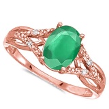 0.65 CARAT EMERALD & 0.04 CTW DIAMOND 14KT SOLID RED GOLD RING