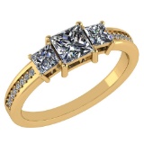 Certified 1.41 Ctw Princess And Round Cut Diamond 14k Yellow Gold Halo Ring