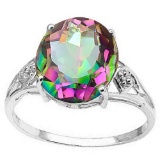 4.3 CTW MYSTIC GEMSTONE & GENUINE DIAMOND (2 PCS) 10KT SOLID WHITE GOLD RING