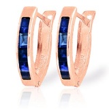 1.3 Carat 14K Solid Rose Gold Oval Huggie Earrings Sapphire