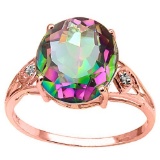 4.3 CTW MYSTIC GEMSTONE & GENUINE DIAMOND (2 PCS) 10KT SOLID RED GOLD RING