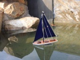 Wooden It Floats 12in. - Blue Floating Sailboat Model with Blue Sails