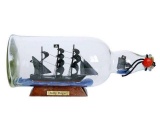 Captain Hooks Jolly Roger from Peter Pan Model Ship in a Glass Bottle 11in.