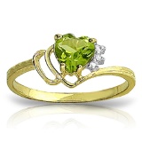 0.97 CTW 14K Solid Gold Ring Natural Diamond Peridot