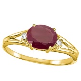 0.64 CARAT RUBY & 0.02 CTW DIAMOND 10KT SOLID YELLOW GOLD RING