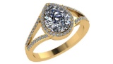 Certified 1.35 CTW Pear Diamond 14K Yellow Gold Ring