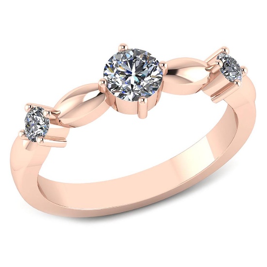 Certified .70 CTW Round Diamond 14K Rose Gold Ring