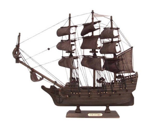 Wooden Flying Dutchman Model Pirate Ship 14in.