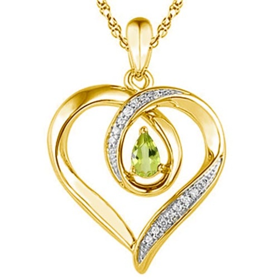 0.42 CARAT PERIDOT & CZ 14KT SOLID YELLOW GOLD PENDANT