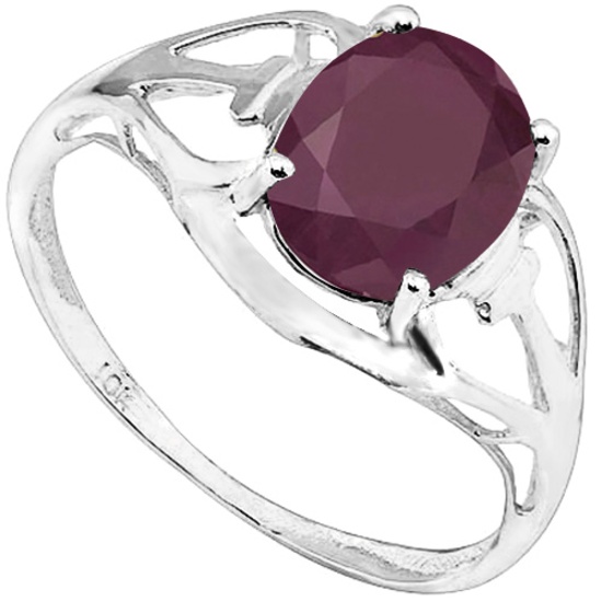 1.82 CT RUBY 10KT SOLID WHITE GOLD RING