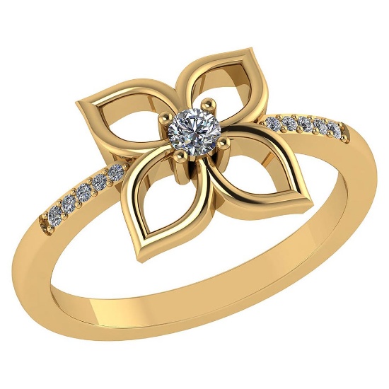 Certified .35 CTW Round Diamond 14K Yellow Gold Ring