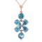 3.15 Carat 14K Solid Rose Gold Petals Blue Topaz Necklace