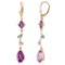 3.97 Carat 14K Solid Gold Chandelier Earrings Natural Diamond Amethyst