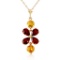 3.15 CTW 14K Solid Gold Felicita Garnet Citrine Necklace