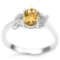 0.59 CT CITRINE AND ACCENT DIAMOND 0.03 CT 10KT SOLID WHITE GOLD RING